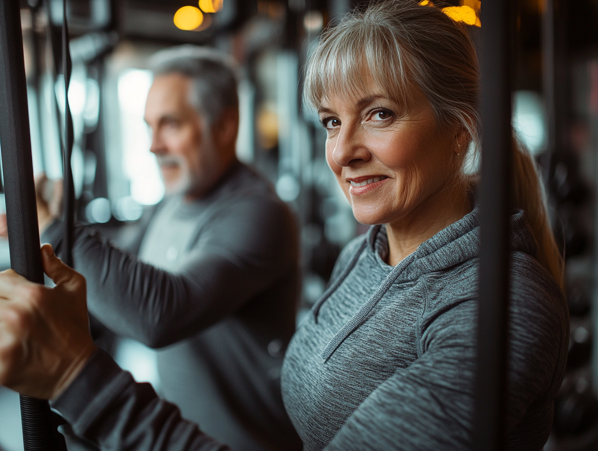Активні люди старшого віку під час тренування